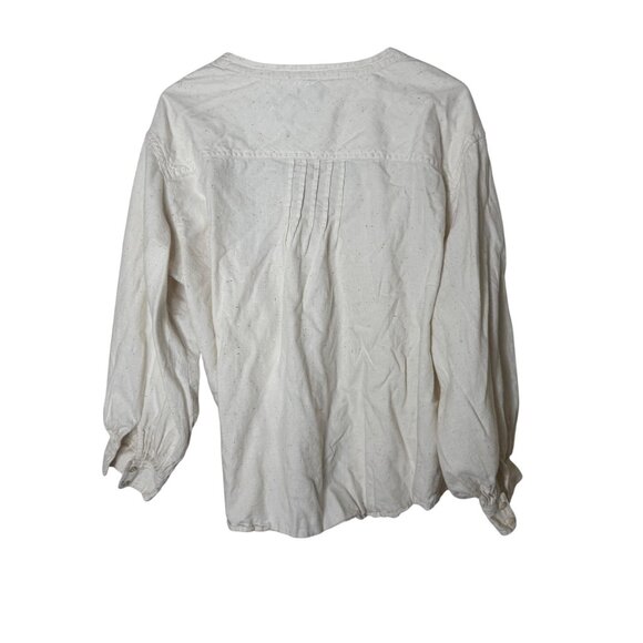 J.Crew Women’s XL Donegal Flannel Popover Shirt Cream Speckled Cotton Top - Picture 3 of 8